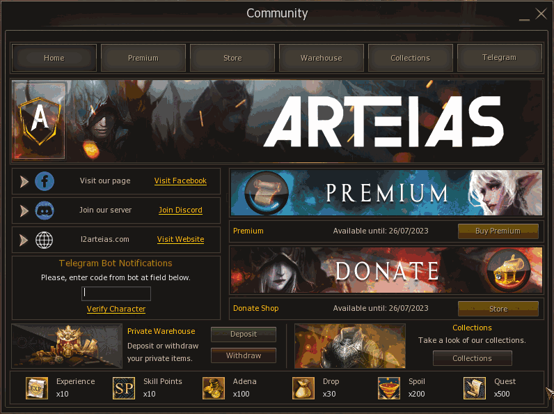 Lineage 2 Arteias Community Board by Protojah Designs