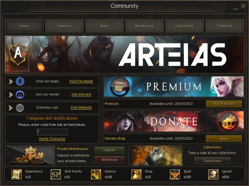 Lineage 2 Arteias Community Board by Protojah Designs
