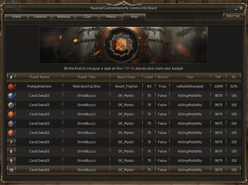 Lineage 2 Evolution Community Board by Protojah Designs