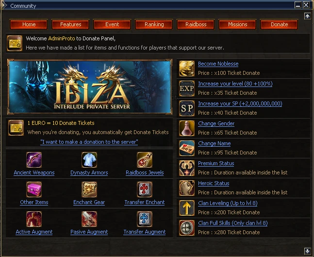 Lineage 2 Ibiza Community Board by Protojah Designs