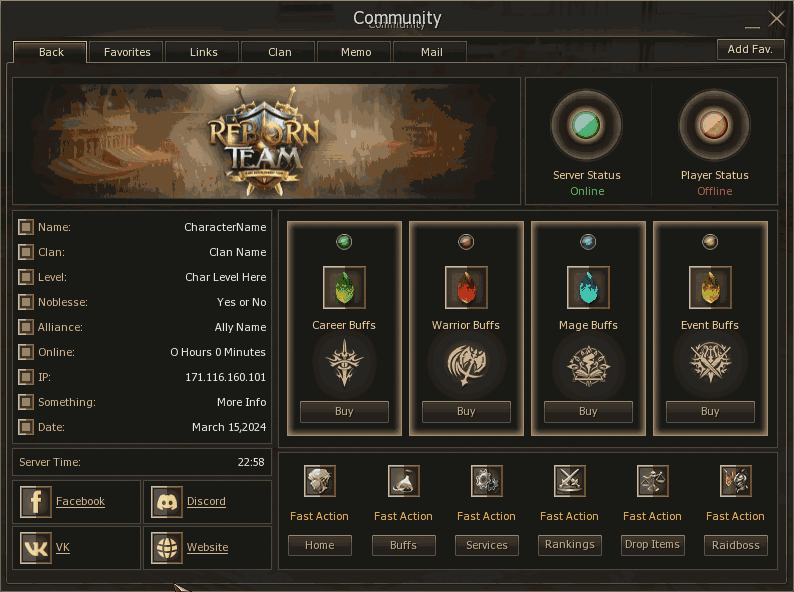 Lineage 2 Reborn Team Community Board by Protojah Designs