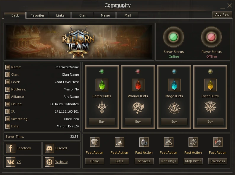 Lineage 2 Reborn Team Community Board by Protojah Designs