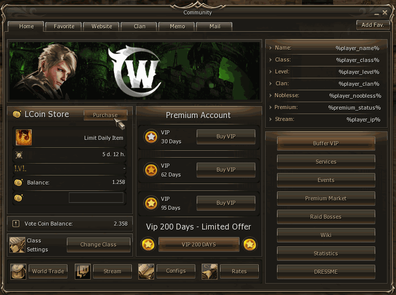 Lineage 2 Warcrown Community Board by Protojah Designs