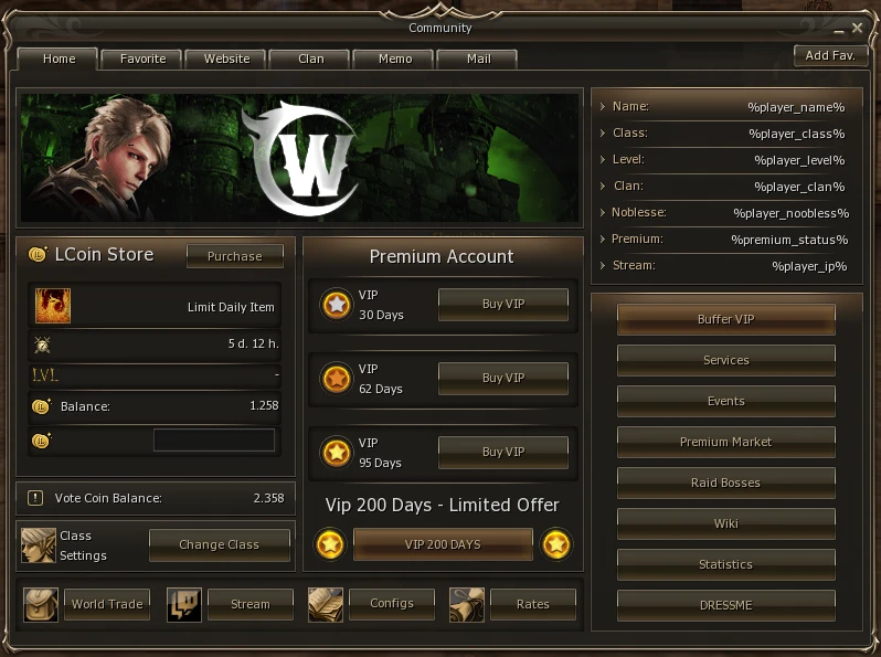 Lineage 2 Warcrown Community Board by Protojah Designs